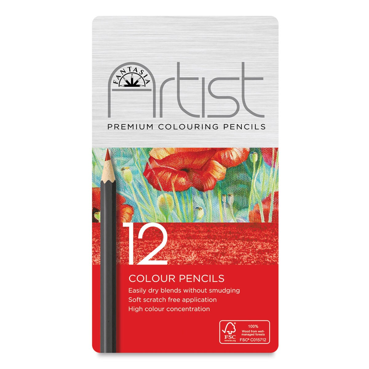 Fantasia Colored Pencil Set - Assorted Colors, Tin Box, Set of 12