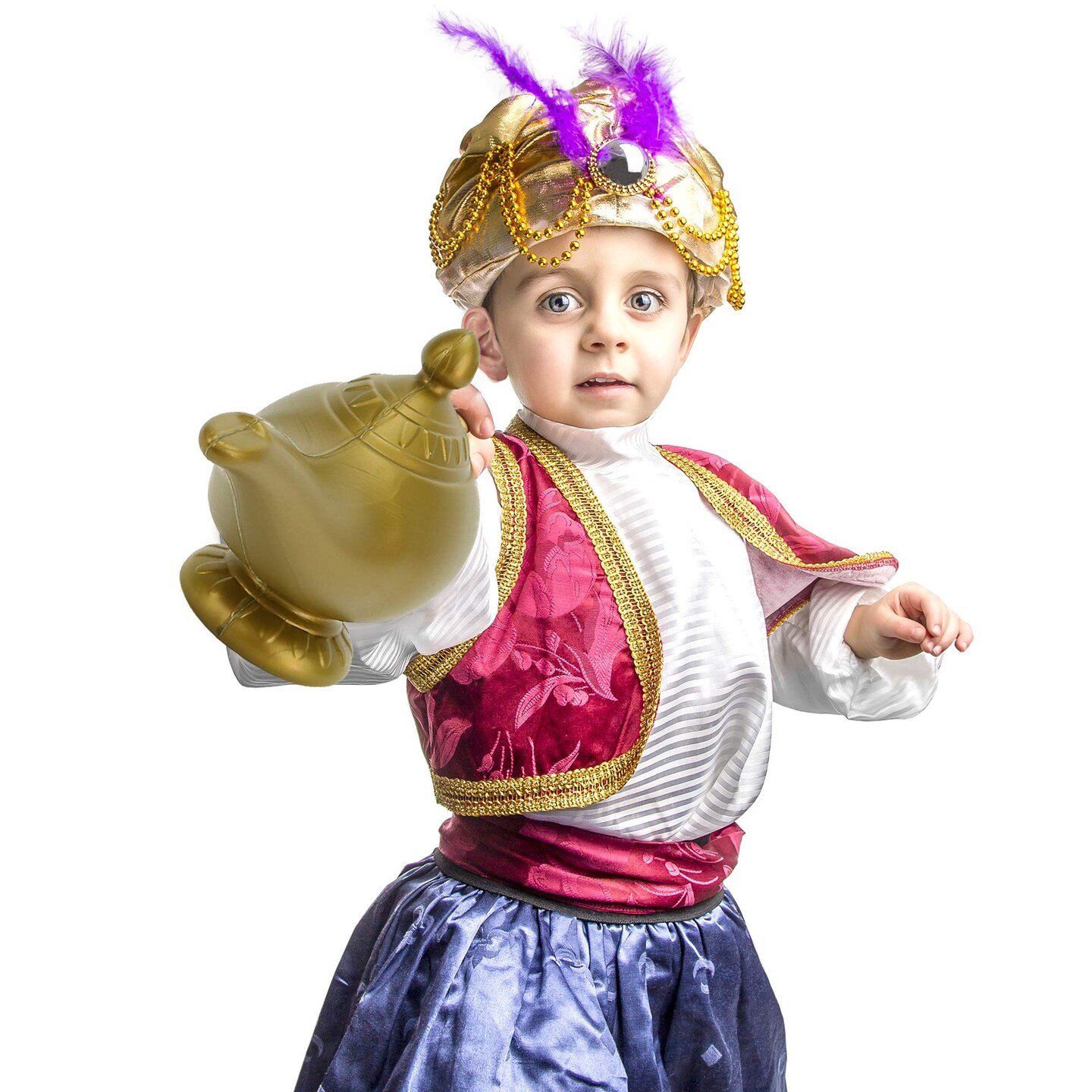 Arabian Genie Oil Lamp - Aladdin's Gold Magic Genie Lamp Costume Accessory - 1 Piece