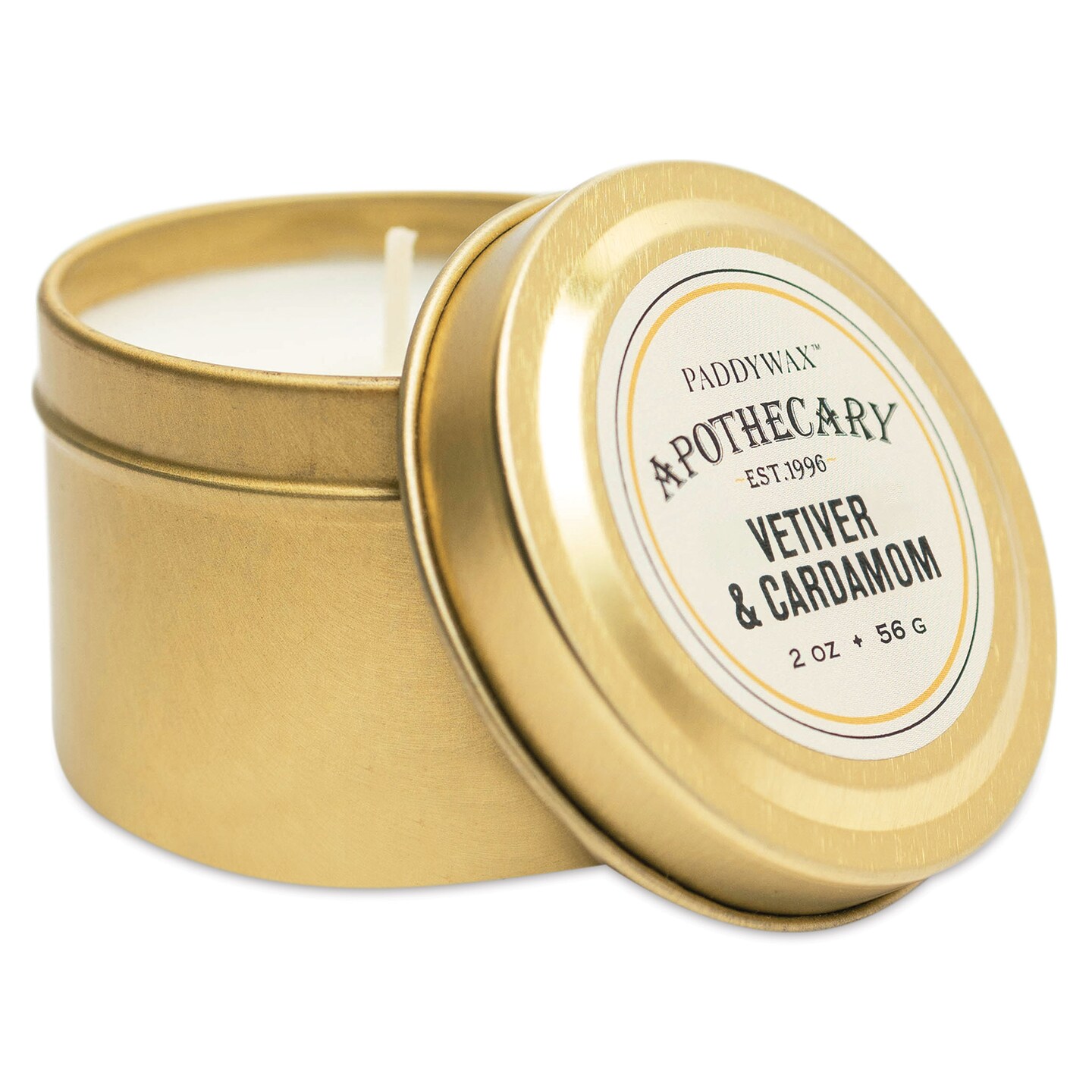 Paddywax Apothecary Tin Candle - Vetiver and Cardamom, 2 oz
