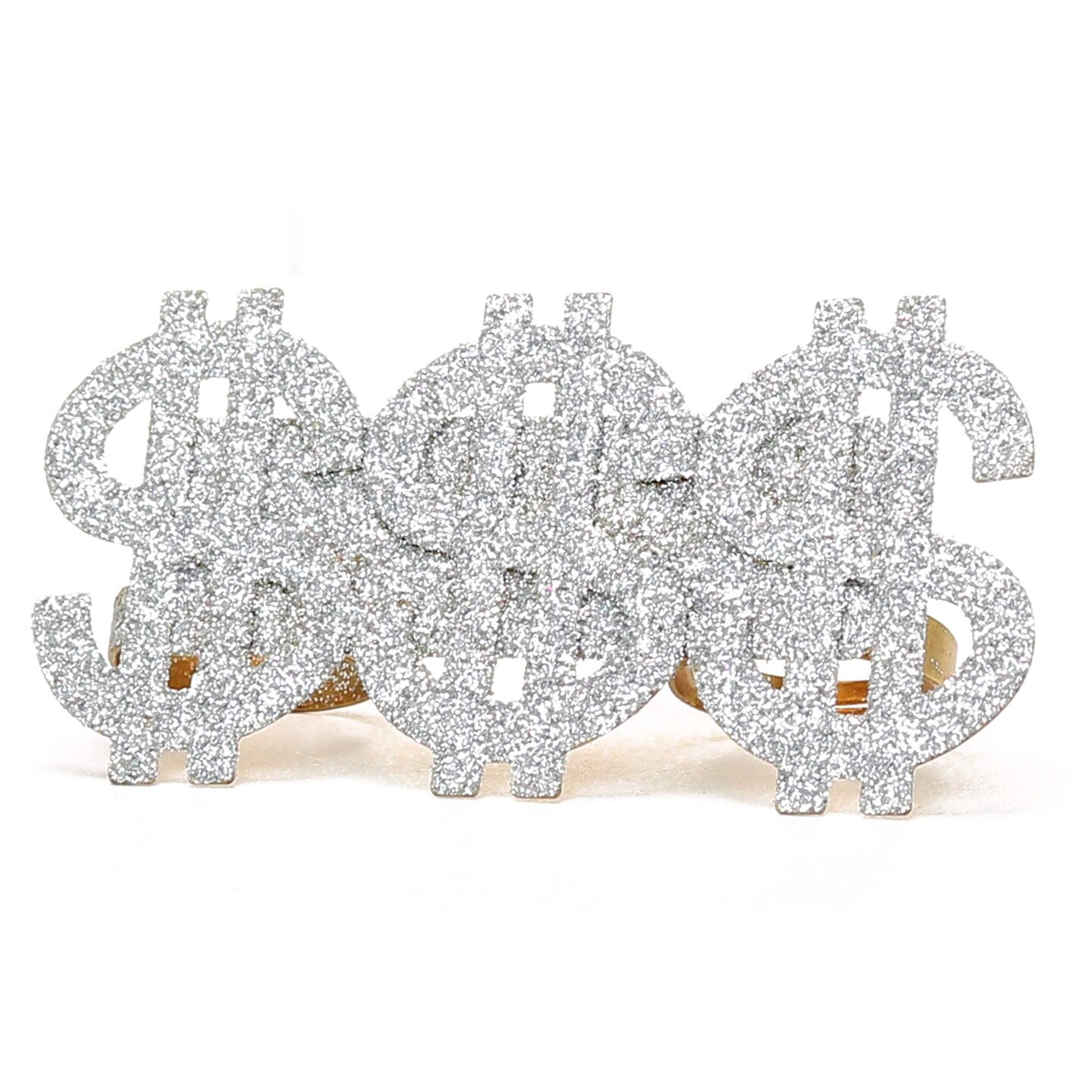 Dollar Sign Costume Ring - Money Symbol Jewelry Three Finger Ring for Men and Women