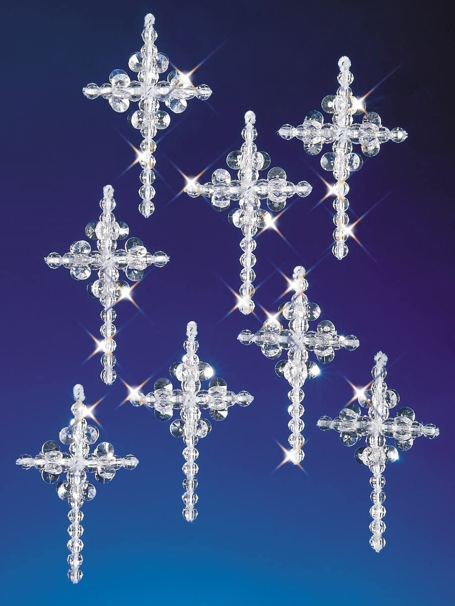 The Beadery Holiday Beaded Ornament Kit-Crystal Crosses 2&#x22; Makes 24