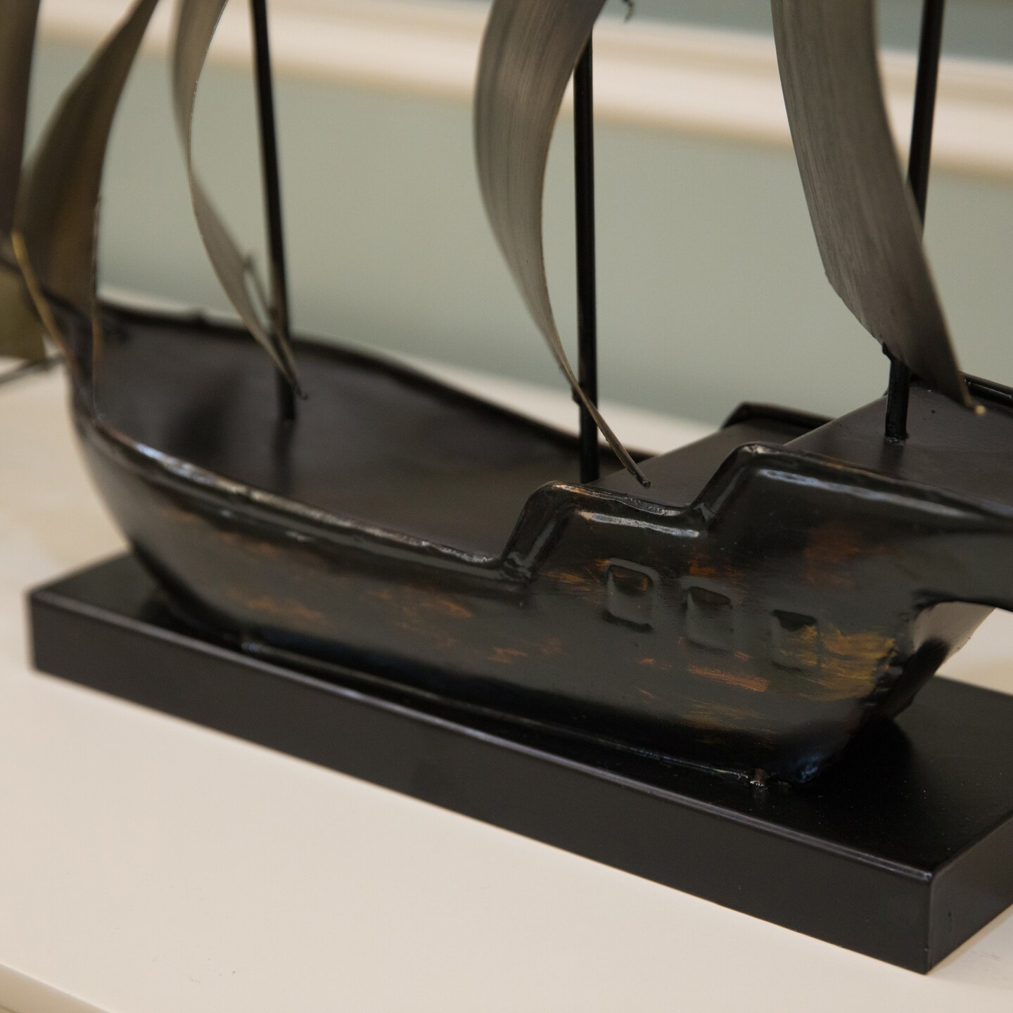 Nautical Home Decor Metal Sailboat Centerpiece Ship Decor Desktop Decoration