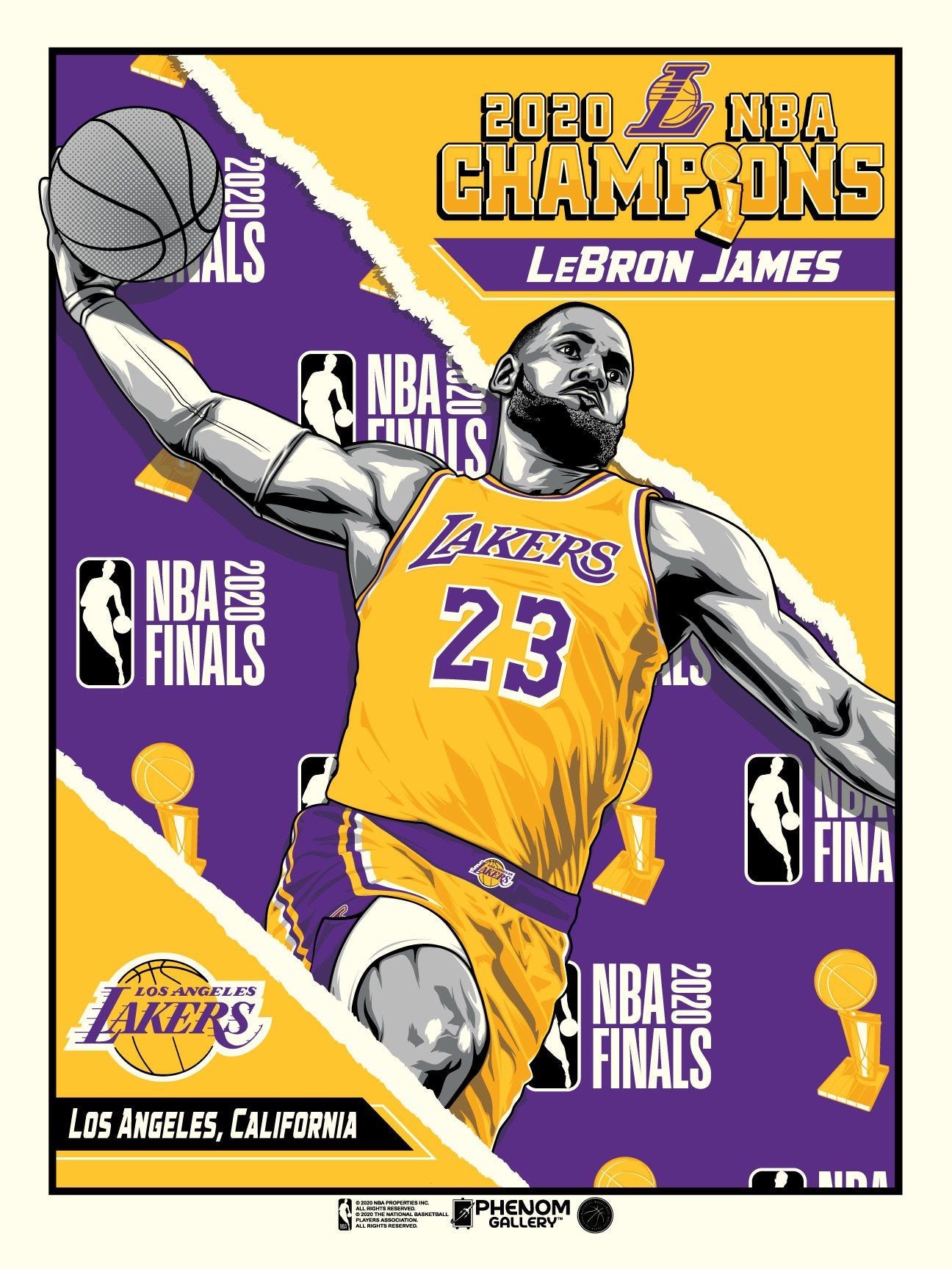 Phenom Gallery Los Angeles Lakers 2020 NBA Champions LeBron James 18" x 24" Serigraph