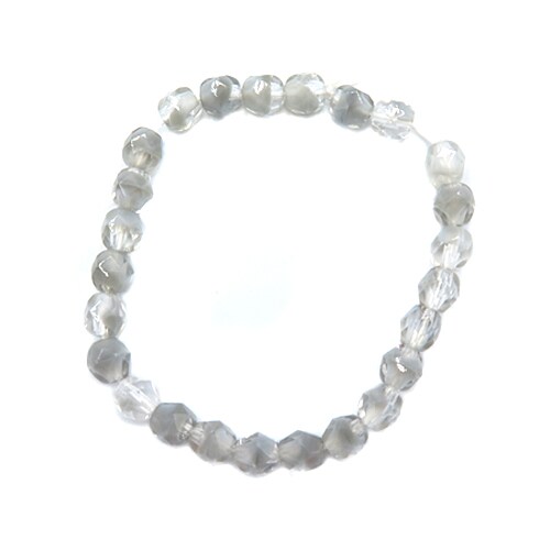 Smoky Gray &#x26; Clear Rondelle Faceted Czech Glass Beads (1 strand/25 beads) (B614)