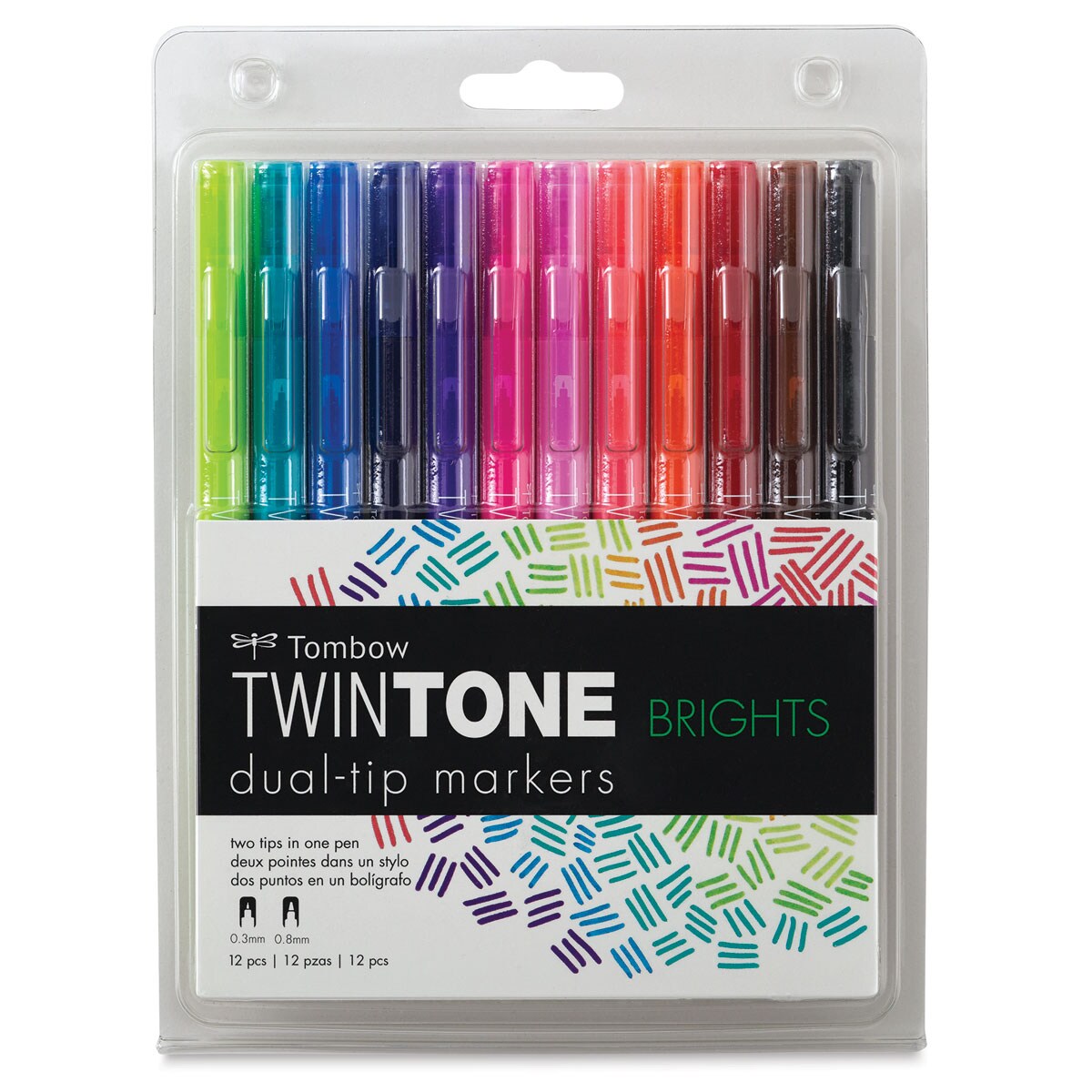 Tombow TwinTone Dual Tip Marker Set - Brights, Set of 12