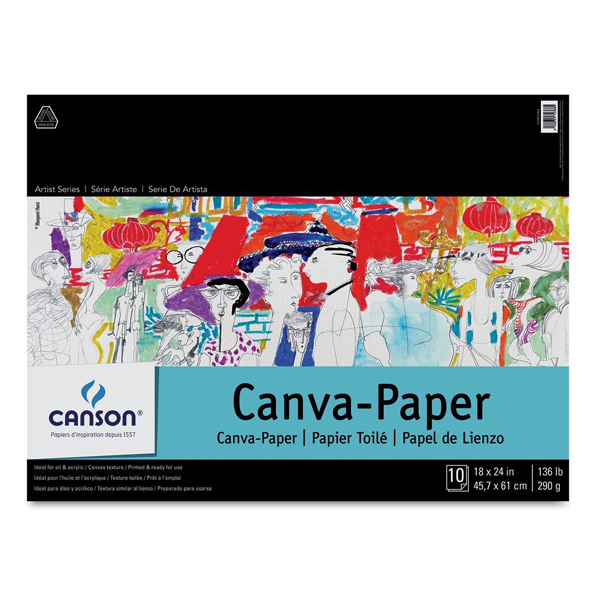 Canson Foundation Canva-Paper Pad, 18&#x22; x 24&#x22;, White, 10 sheets