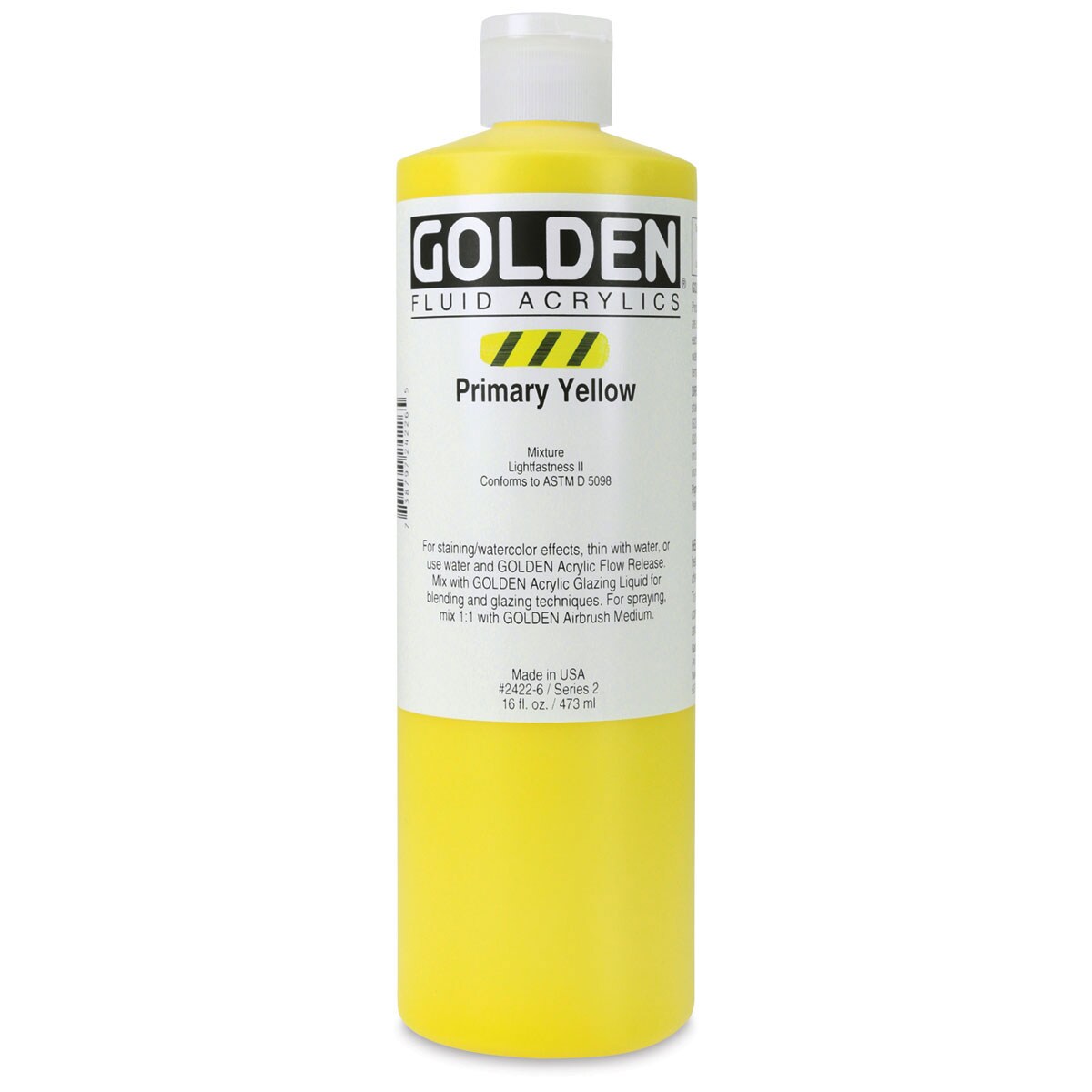 Golden Fluid Acrylics - Primary Yellow, 16 oz bottle