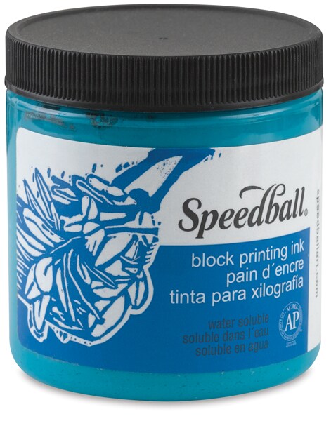 Speedball Water-Soluble Block Printing Ink - Turquoise, 8 oz