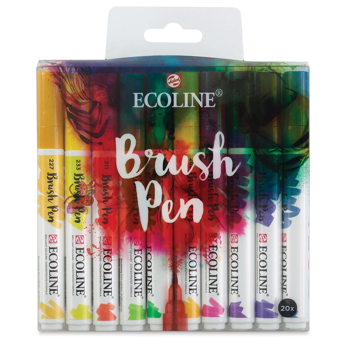 Royal Talens Ecoline Brush Pen Markers Set - Assorted Colors, Set of 20