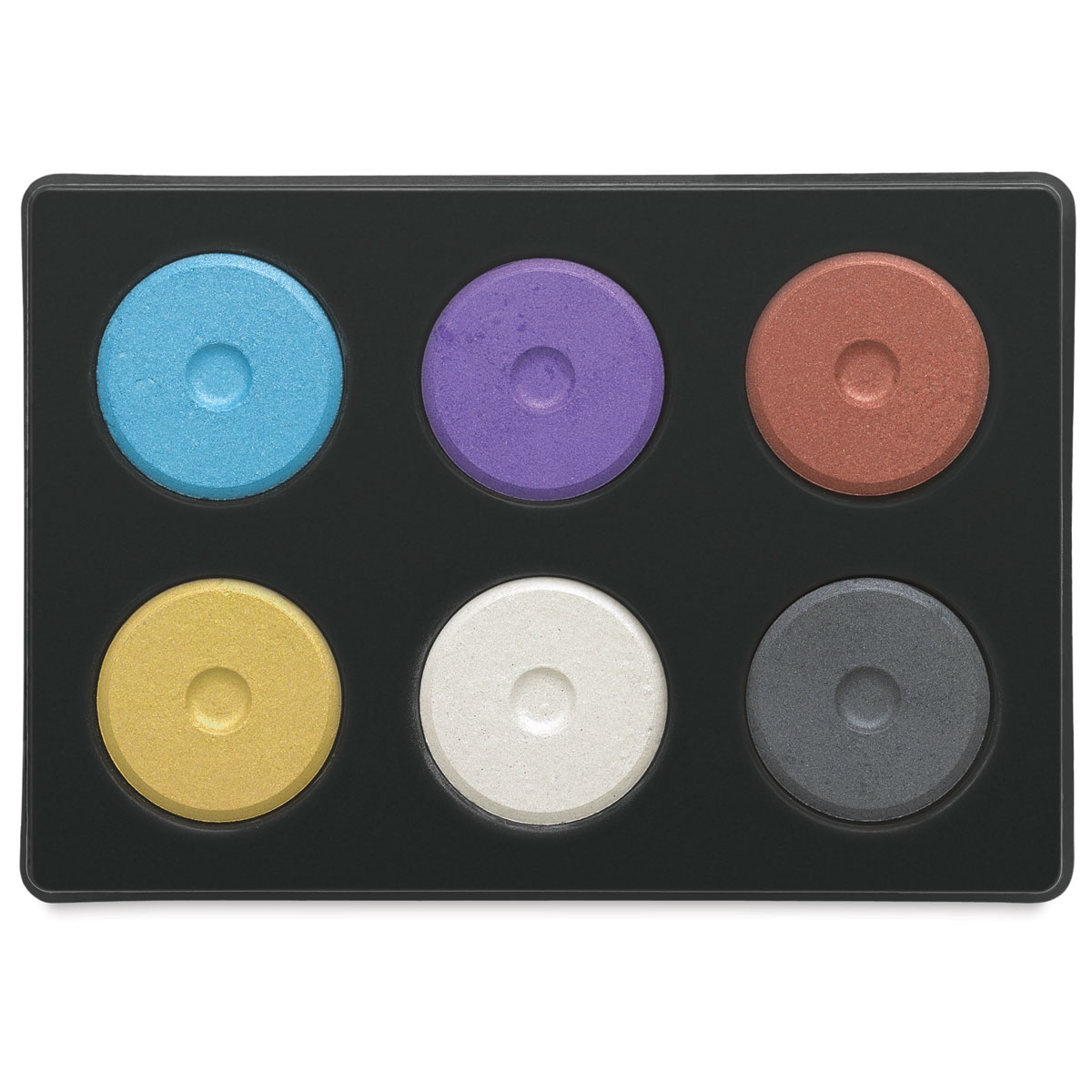Richeson Tempera Cakes - Set of 6 with Tray, Metallic Colors, Mini Cakes