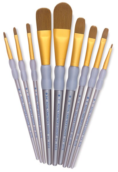 Royal Langnickel Crafters&#x27; Choice Brush Set - Taklon Filbert Brushes, Set of 9