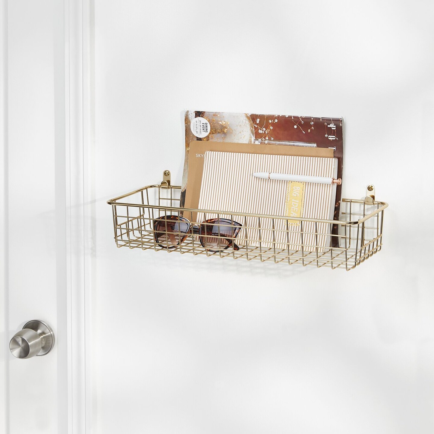 mDesign Metal Wall Mount Hanging Basket Shelf for Home Storage Michaels