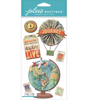 Jolee&#x27;s Boutique Map Medallions Dimensional Scrapbook Stickers