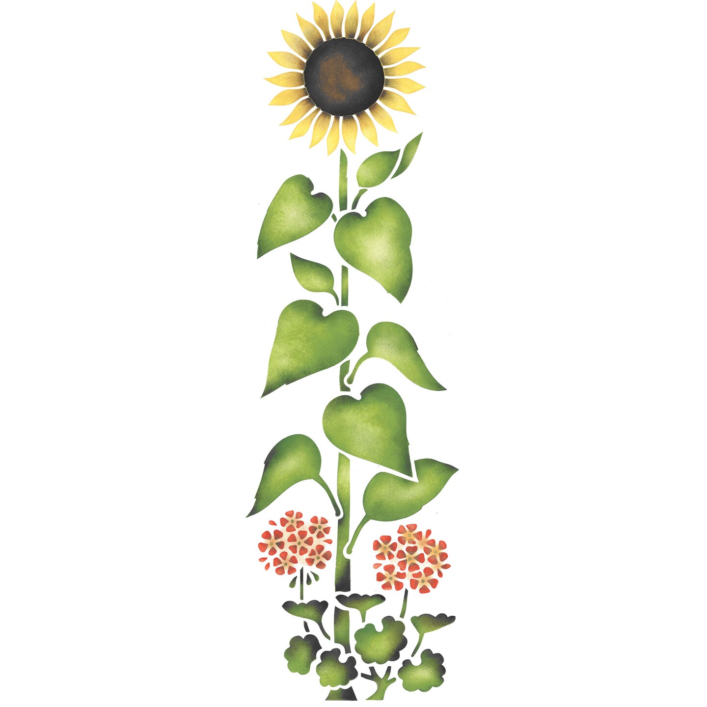 Tall Sunflower Wall Stencil | 984 by Designer Stencils | Reusable Art Craft Stencils for Painting on Walls, Canvas, Wood |
