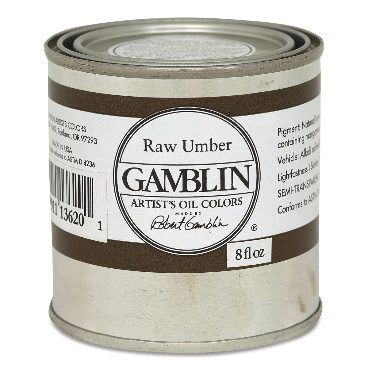 Gamblin Artist&#x27;s Oil Color - Raw Umber, 8 oz Can