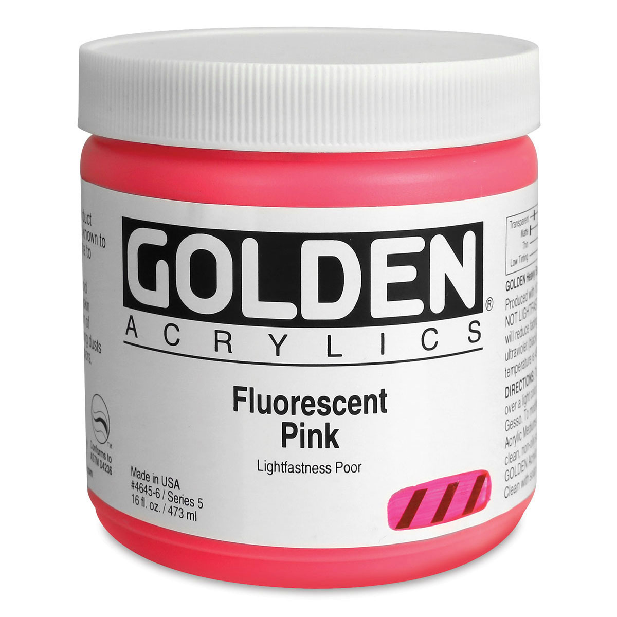 Golden Heavy Body Artist Acrylics - Fluorescent Pink, 16 oz jar