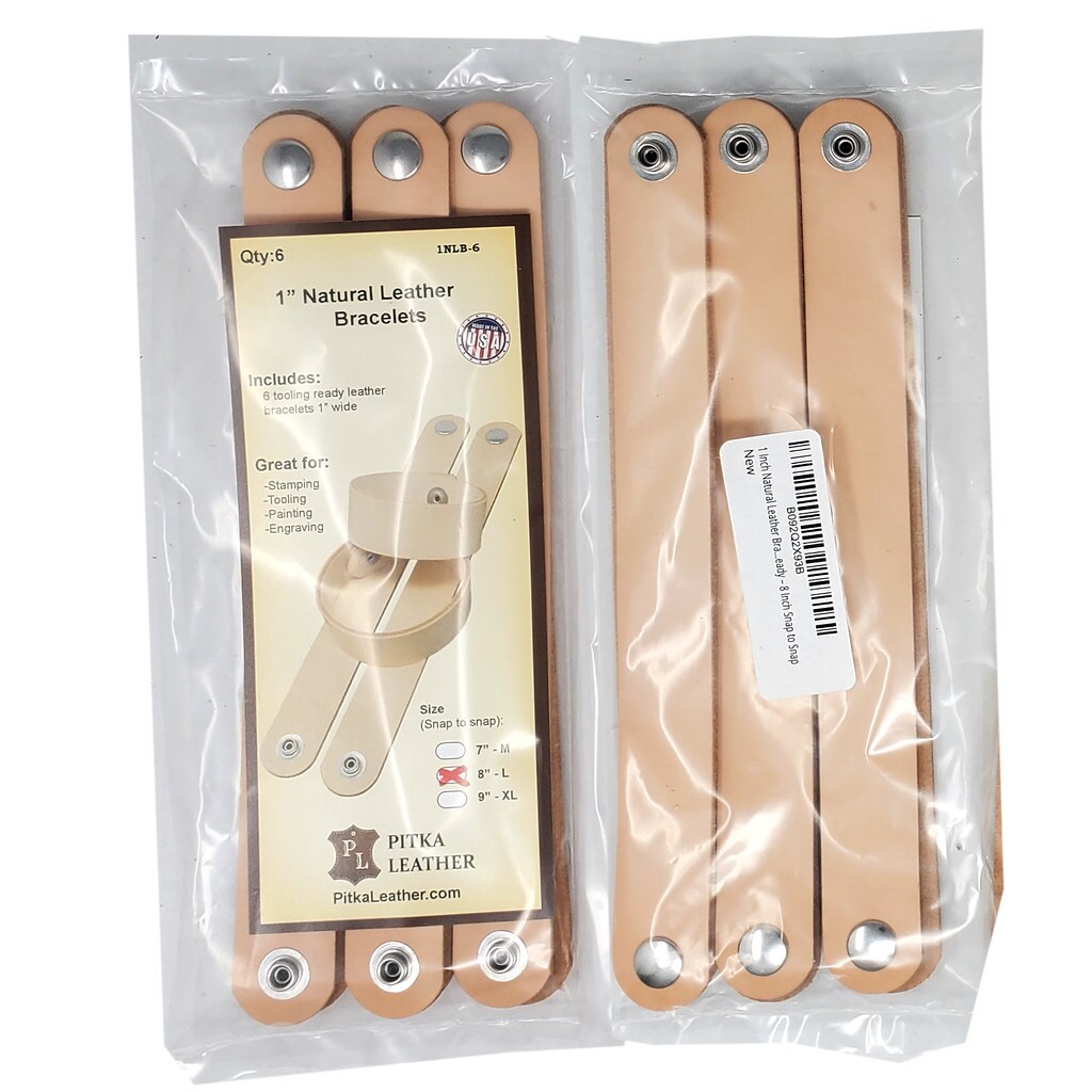 1 Inch Vegetable Leather Bracelets Blank 6 Pack - Stamping, Tooling, Engraving Ready