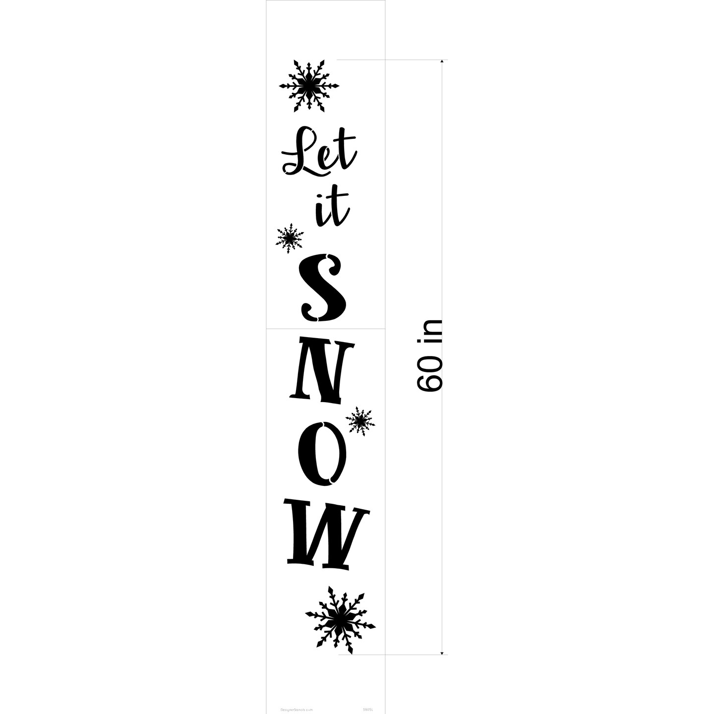 60-Inch Let It Snow Tall Wall Stencil | 3805L by Designer Stencils | Word &#x26; Phrase Stencils | Reusable Art Craft Stencils for Painting on Walls, Canvas, Wood | Reusable Plastic Paint Stencil for Home Makeover | Easy to Use &#x26; Clean Art Stencil