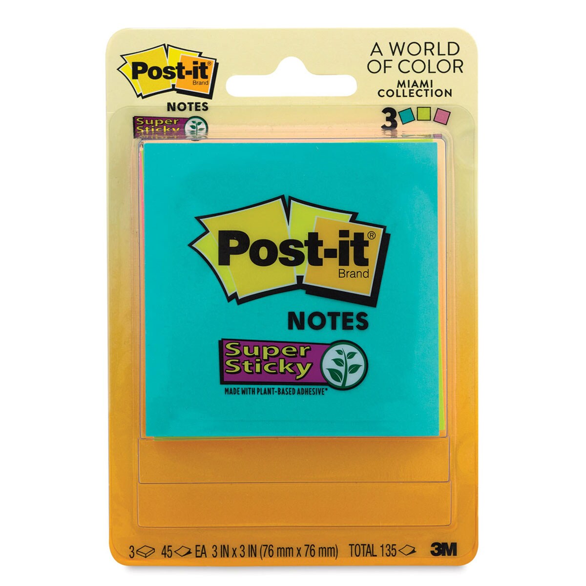 Post-it Super Sticky Notes, 3 x 3, Miami Collection 