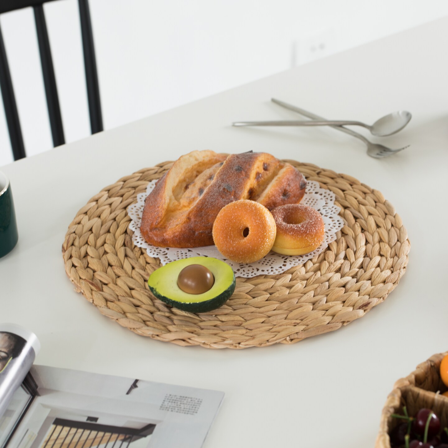 15" Decorative Weave Water Hyacinth Round Mat Charger Plates for Dining Table