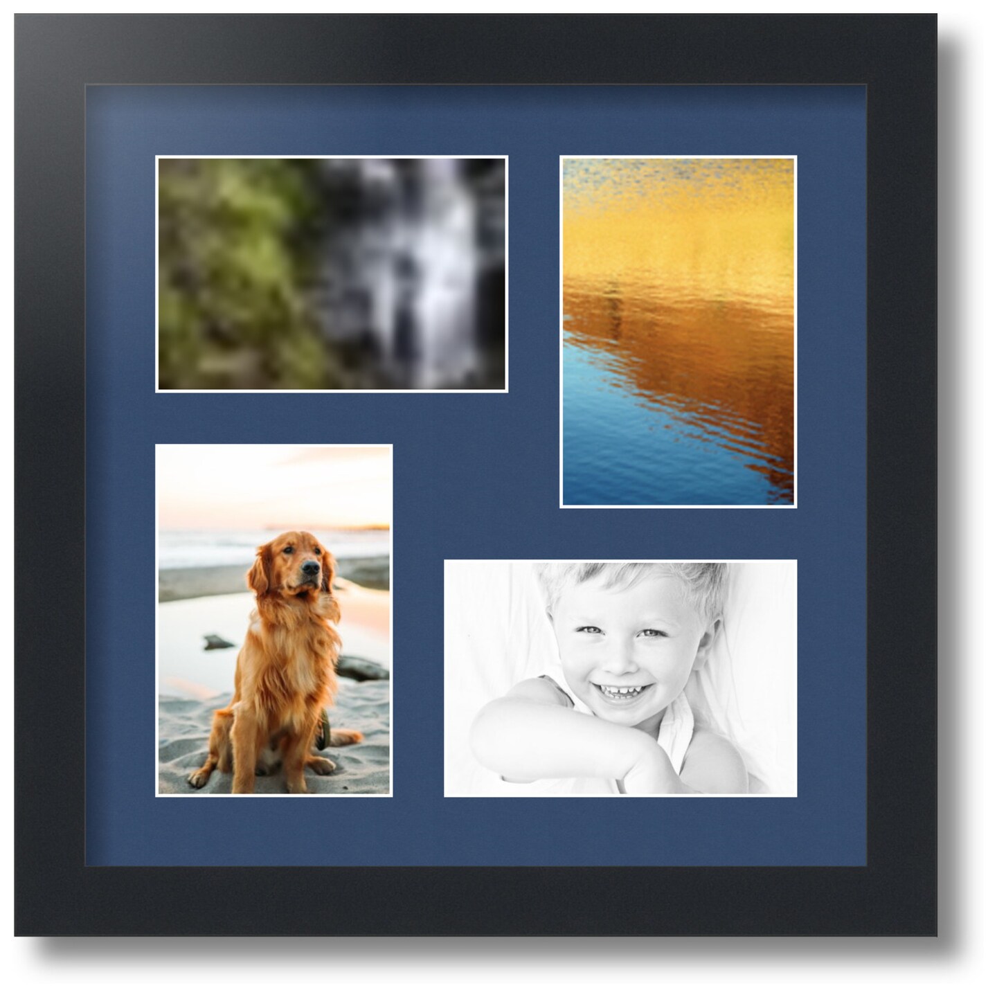 ArtToFrames Collage Photo Picture Frame with 4 - 4x6 inch Openings, Framed in Black with Over 62 Mat Color Options and Regular Glass (CSM-3926-178)
