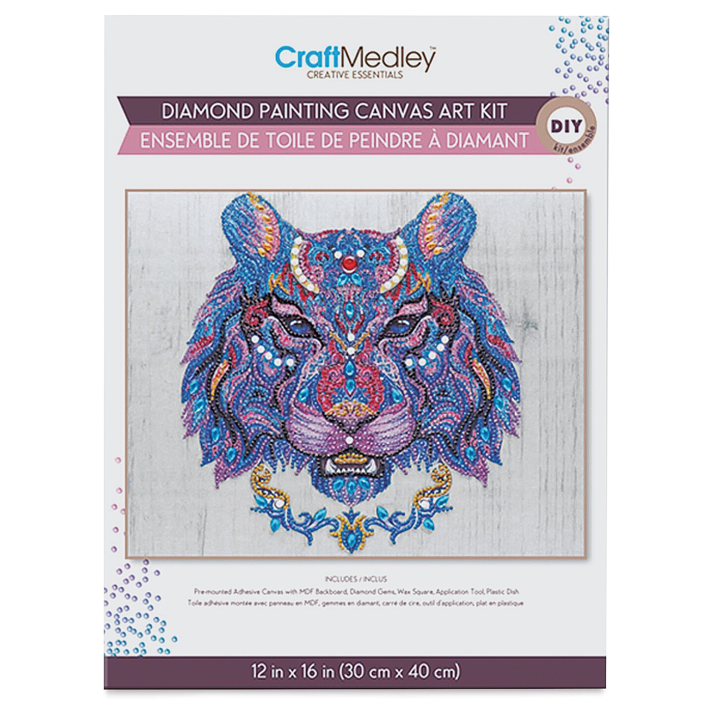 Craft Medley Diamond Painting Canvas Art Kit - Tiger