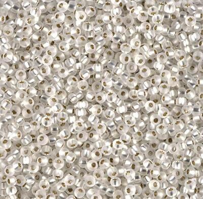 Miyuki 11 Round Seed Bead, 11-1F, Matte Silver Lined Crystal, 13 grams
