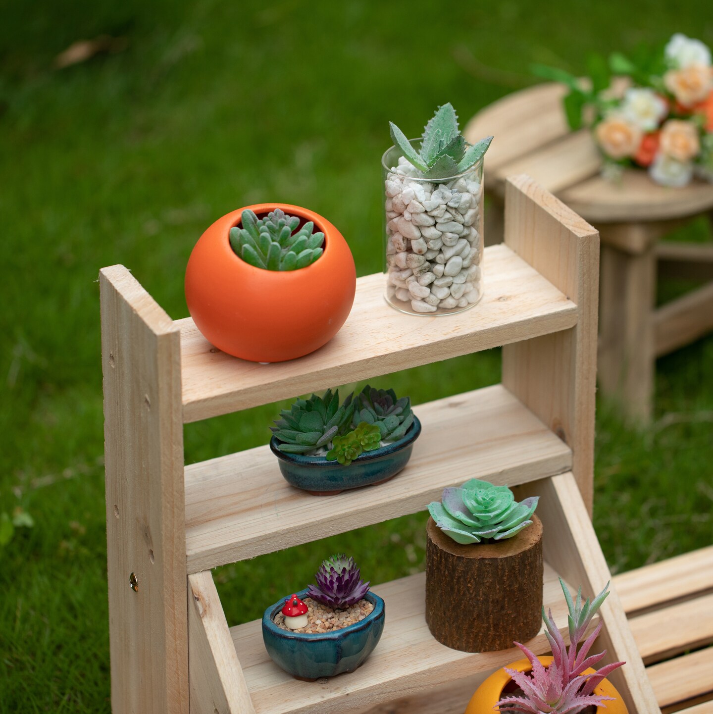 Flower Pots Plant Stand for Indoor Outdoor Wooden Shelves Planter Furniture with Multiple Shelves | Brown Flower Display Storage Rack for Living Room and Garden