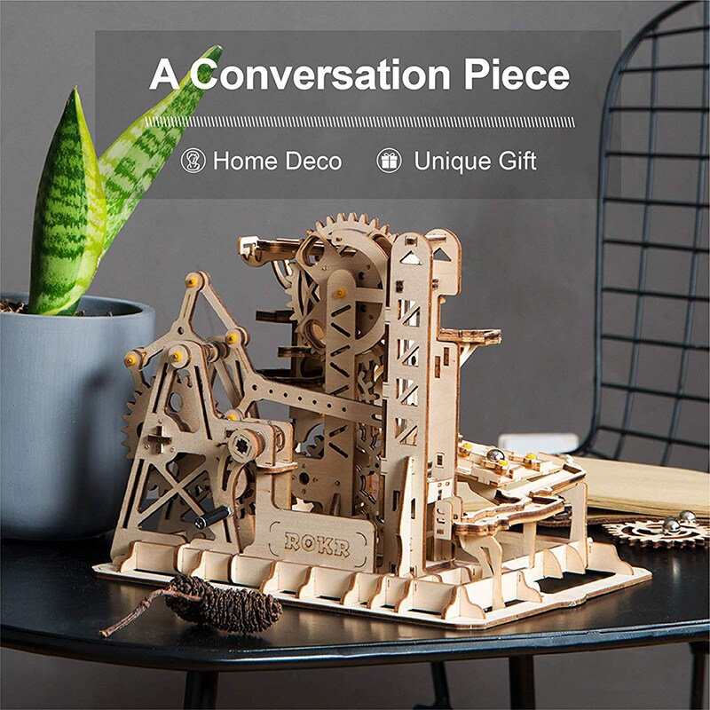 Robotime 3D Wooden Puzzle - Marble Race Run Maze Balls - LG504 Tower Coaster - Building Kits Toys for Children