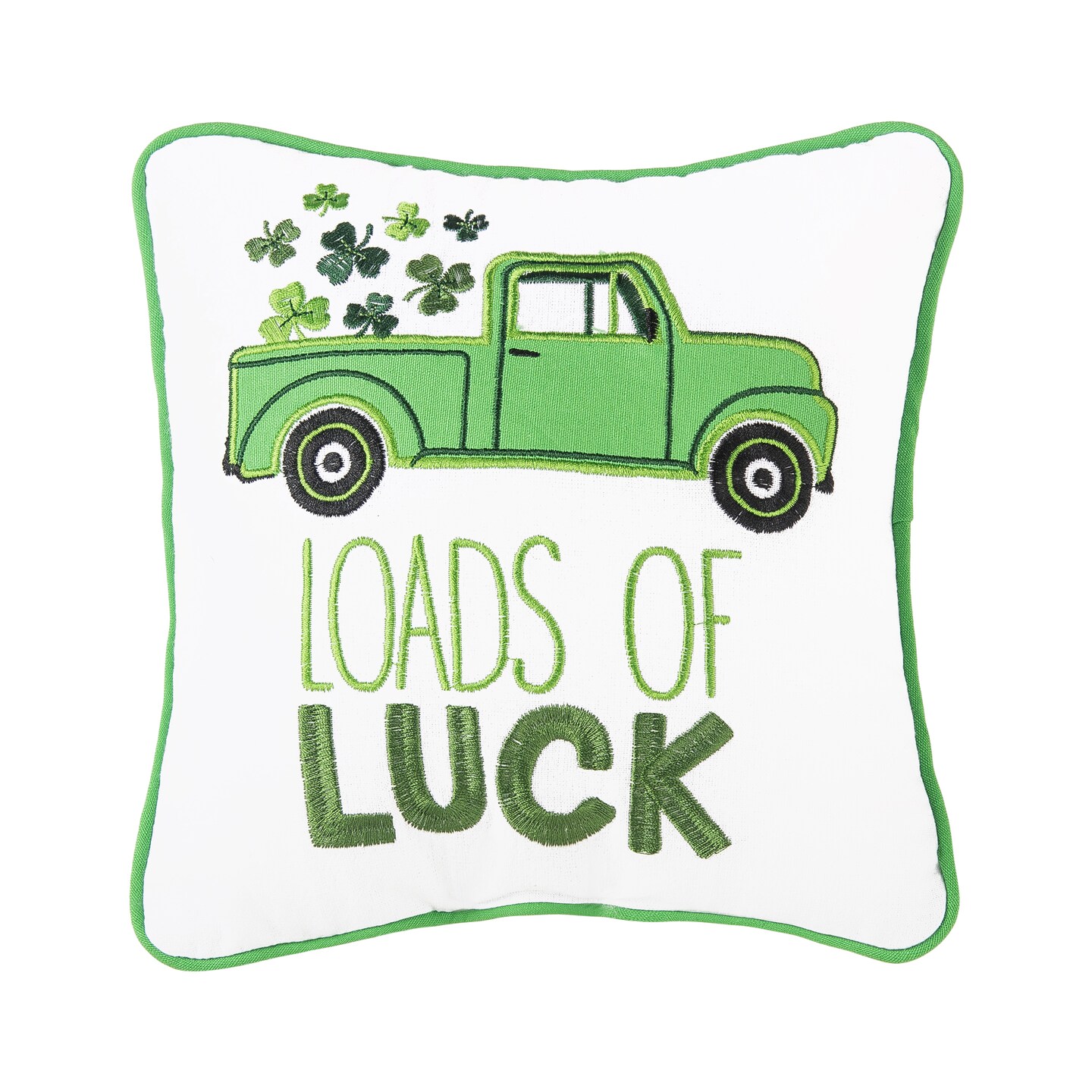 Loads Of Luck Embroidered 10 X 10 Inch Throw Pillow St. Patrick&#x27;s Day Decorative Accent Covers For Couch And Bed