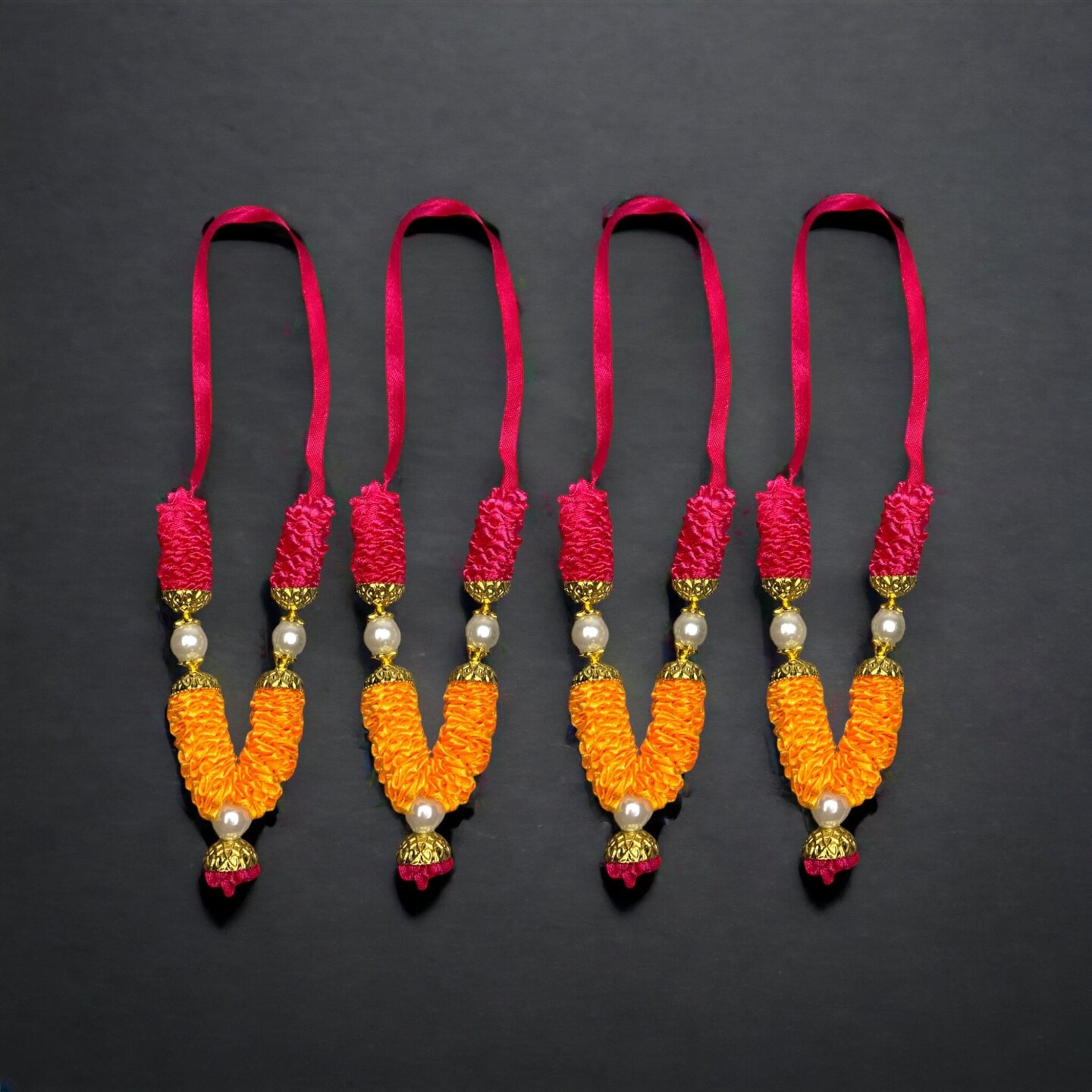 Set Of 4 ( 4 Inches) Mini Idol Mala, Makhamali Bhagwan Haar