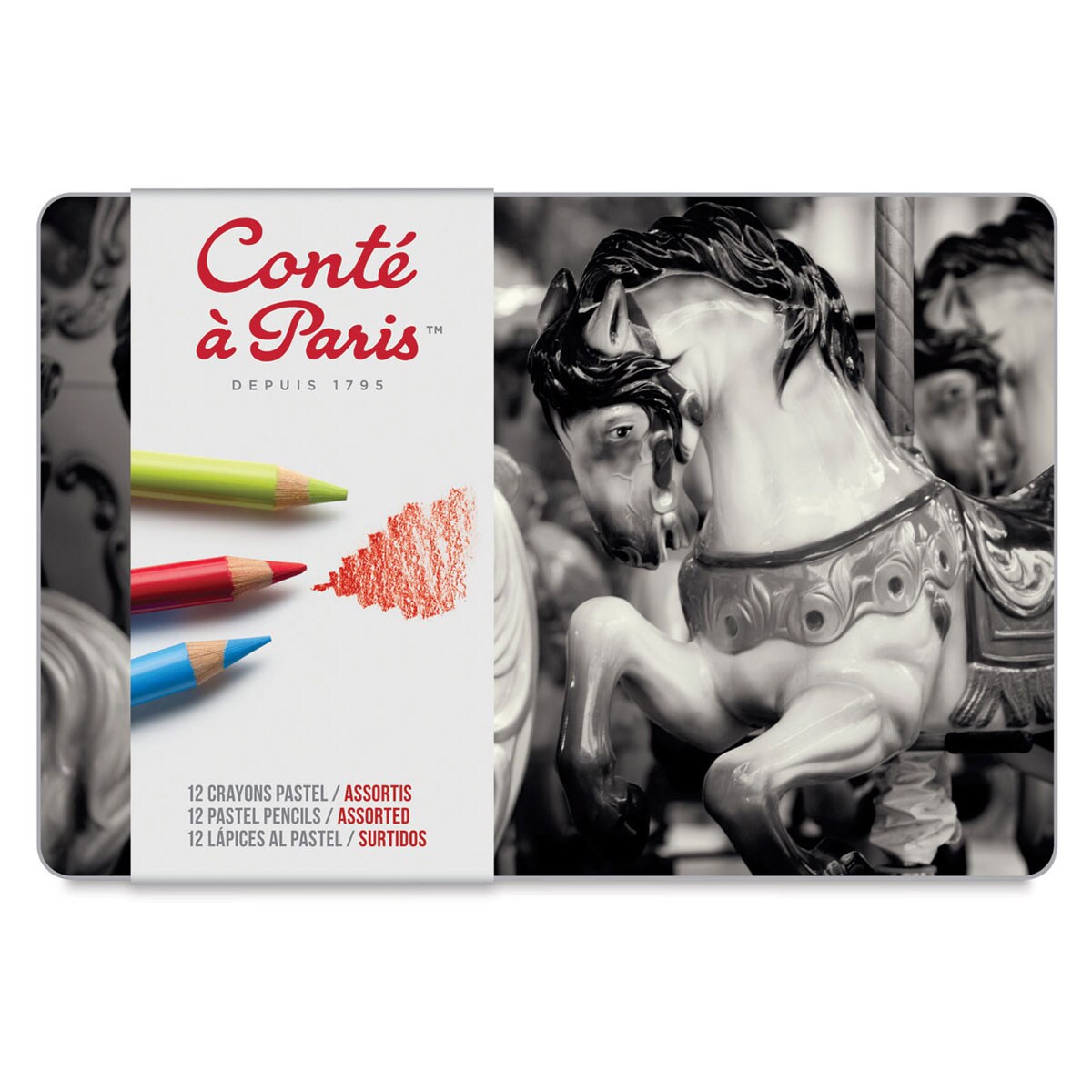 Conté à Paris Pastel Pencil Set - Set of 12, Assorted Colors, Tin
