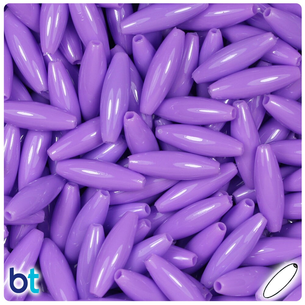 BeadTin Lilac Opaque 19mm Spaghetti Plastic Craft Beads (150pcs)