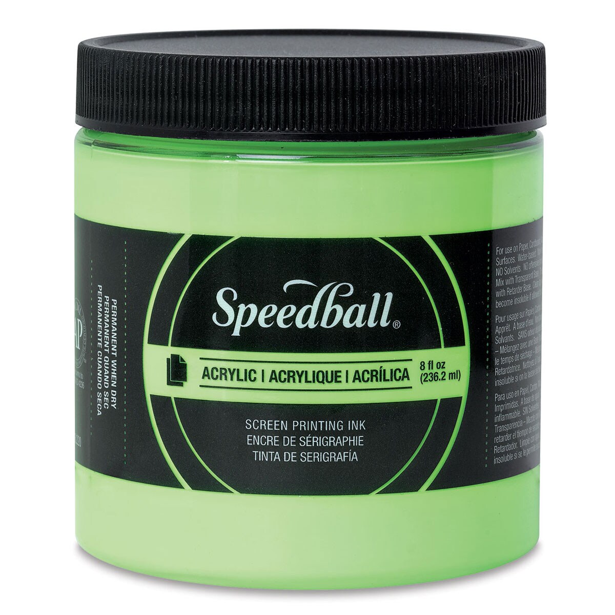 Speedball Permanent Acrylic Screen Printing Ink - Fluorescent Lime Green, 8 oz