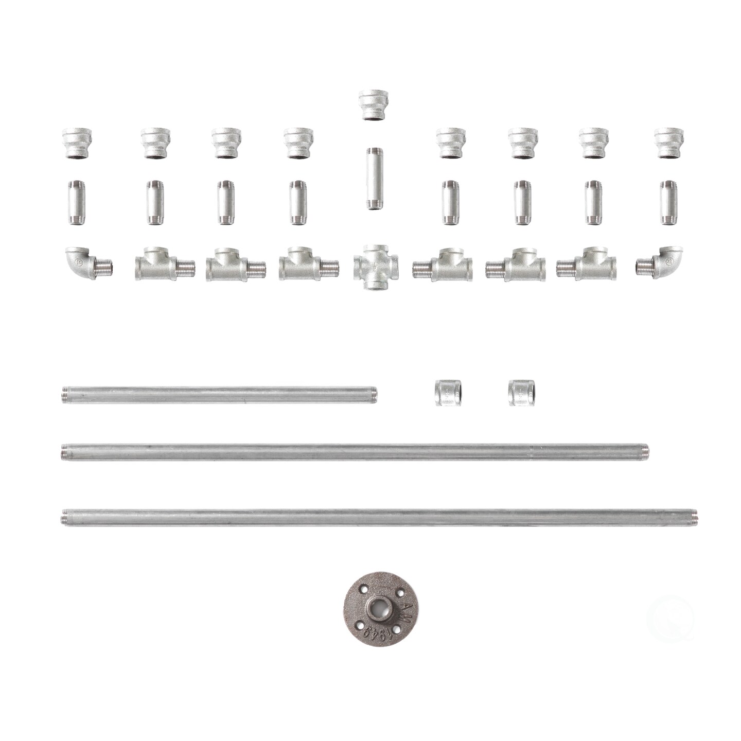 Industrial Galvanized Antique Silver Metal Pipe Hanukkah Menorah