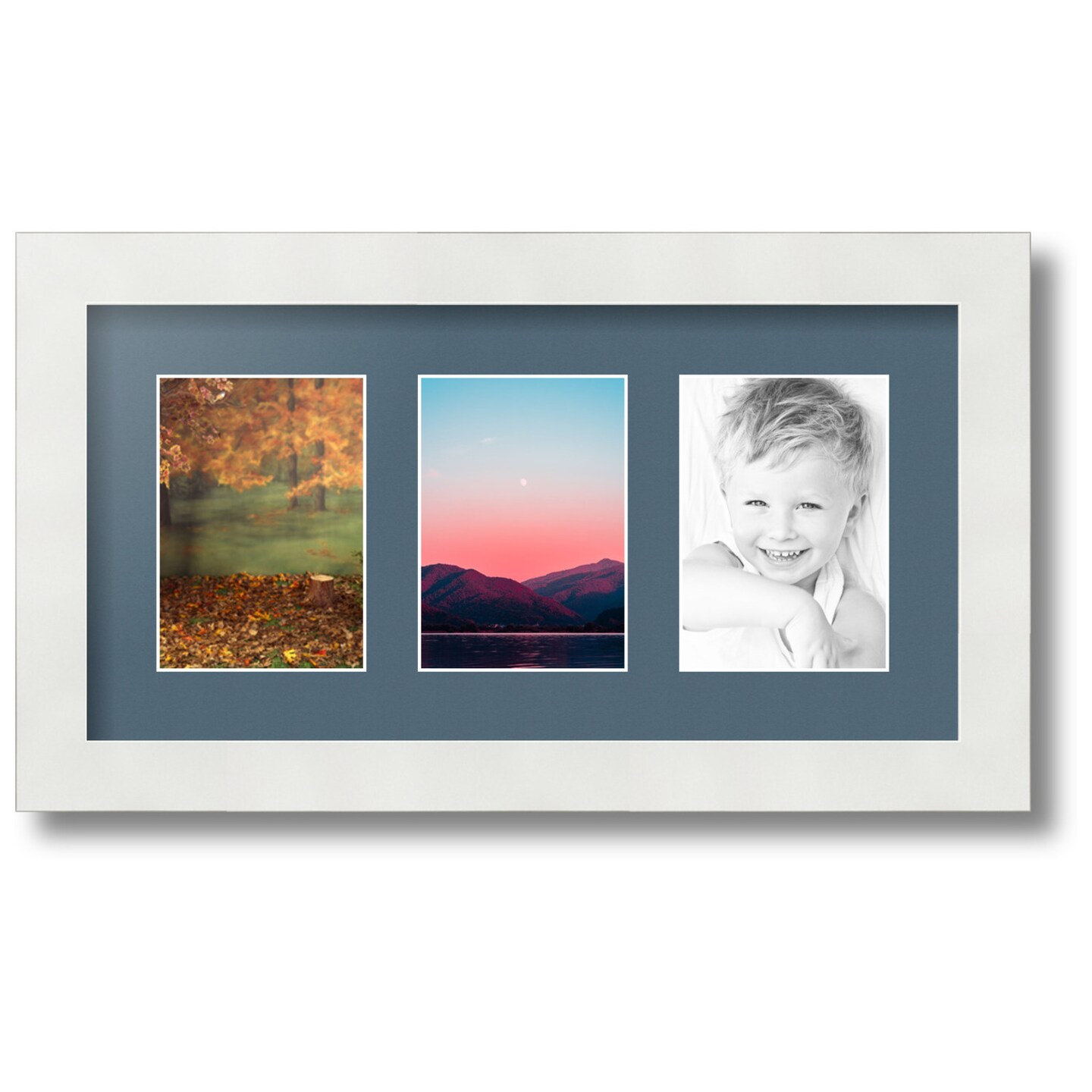 ArtToFrames Collage Photo Picture Frame with 3 - 3.5x5 inch Openings, Framed in White with Over 62 Mat Color Options and Regular Glass (CSM-3966-29)