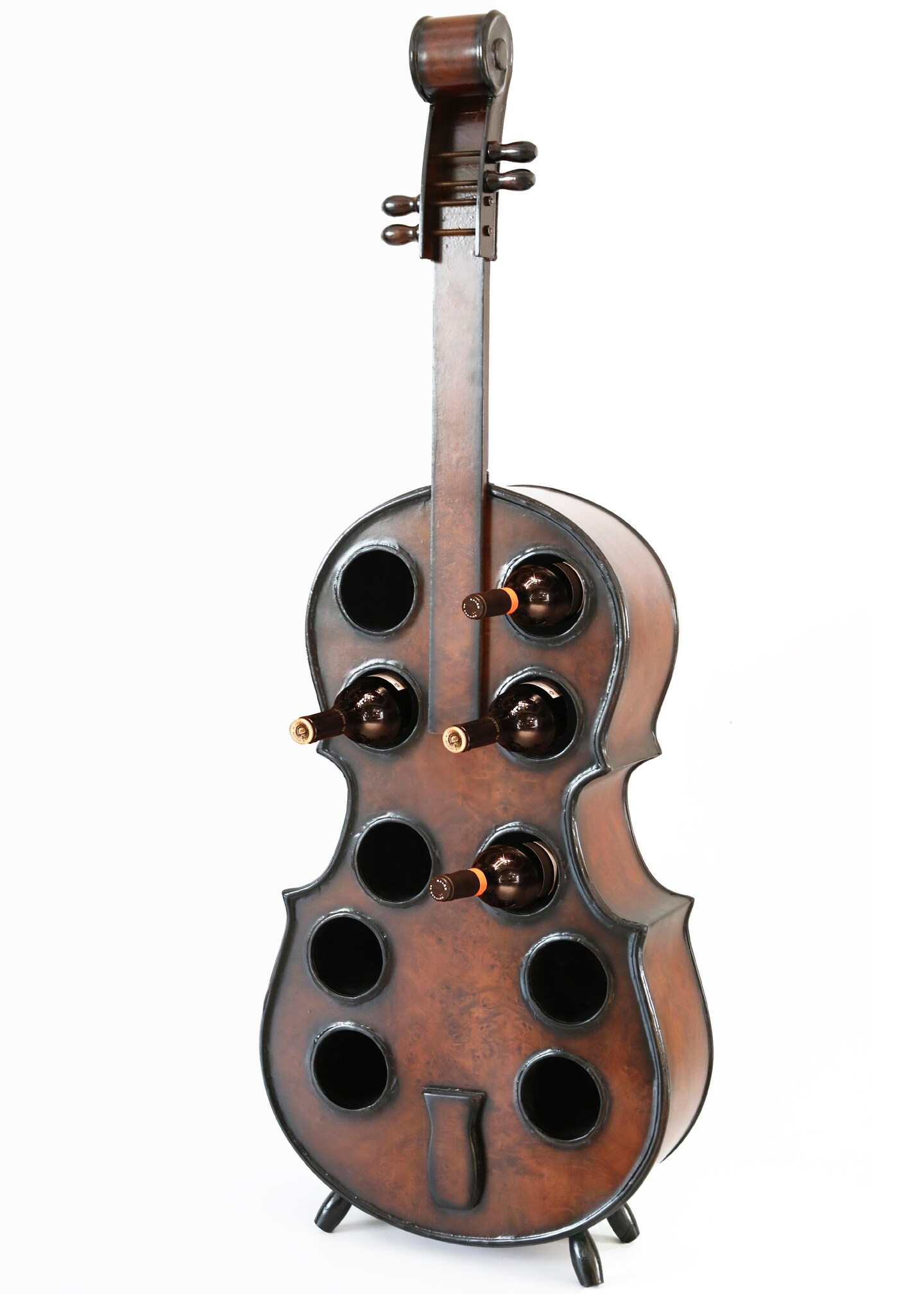 Wooden Violin Shaped Wine Rack, 10 Bottle Decorative Wine Holder