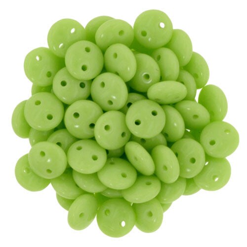 Czechmate 6mm Lentil Glass Czech Two Hole Bead, Honeydew