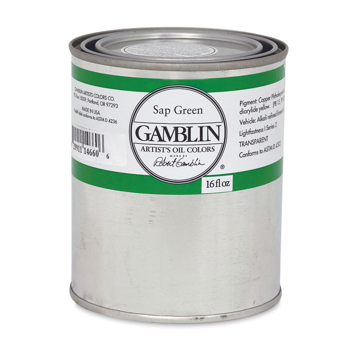 Gamblin Artist&#x27;s Oil Color - Sap Green, 16 oz Can