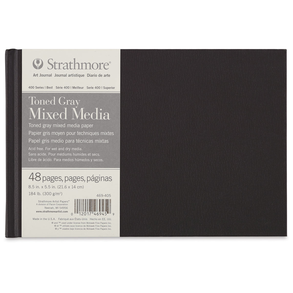 Strathmore 400 Series Hardbound Toned Mixed Media Artist Journal - Gray,  5-1/2 x 8-1/2, 48 pages