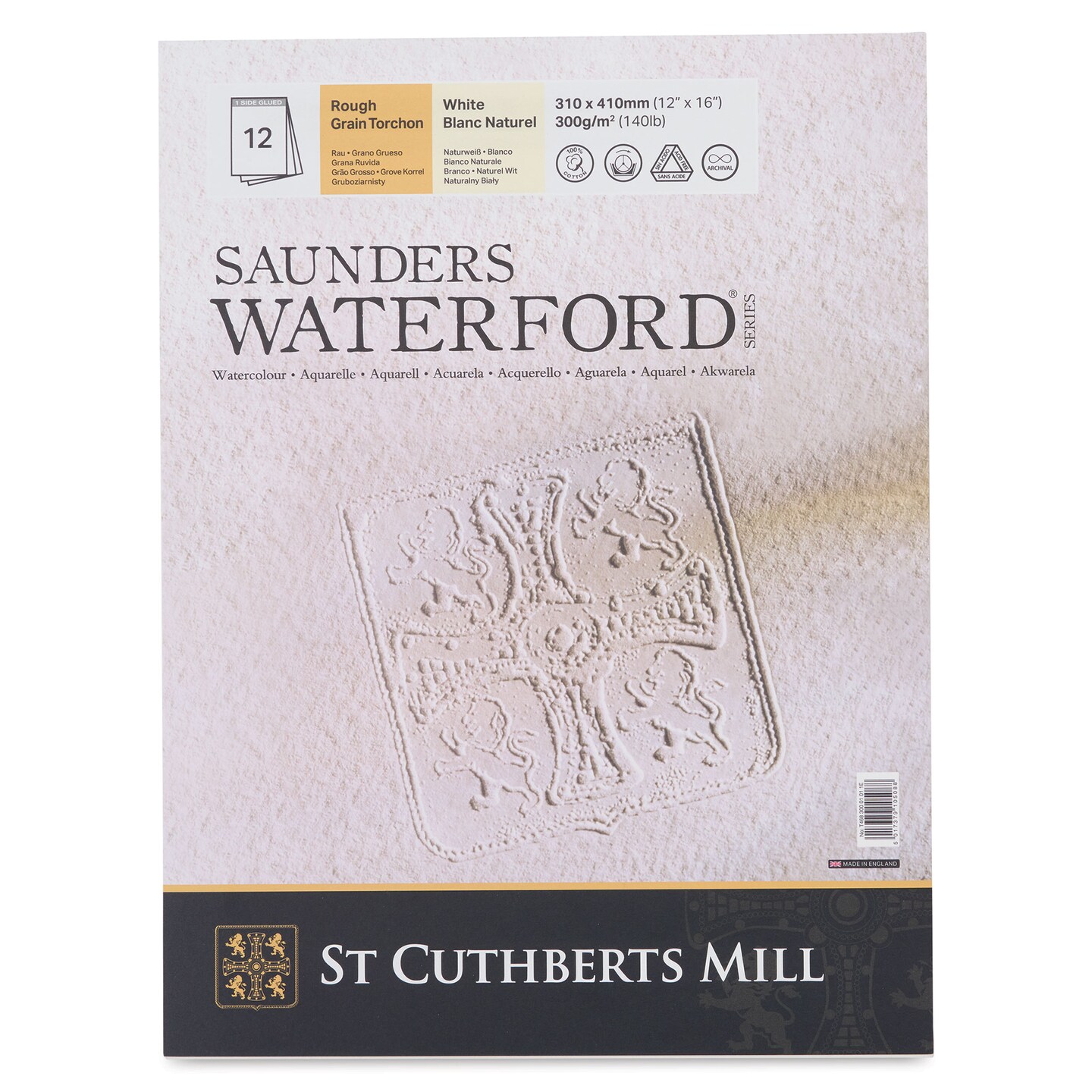 Saunders Waterford Watercolor Pad - 12&#x22; x 16&#x22;, Rough, 140 lb, 12 Sheets