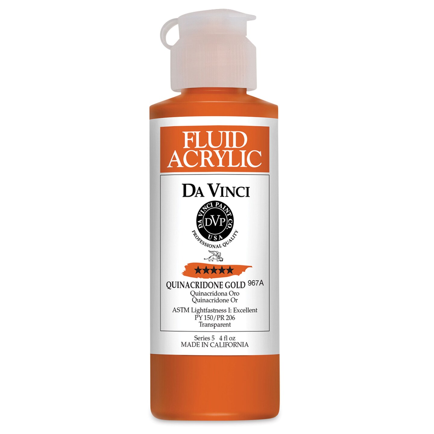 Da Vinci Fluid Acrylics - Quinacridone Gold, 4 oz bottle