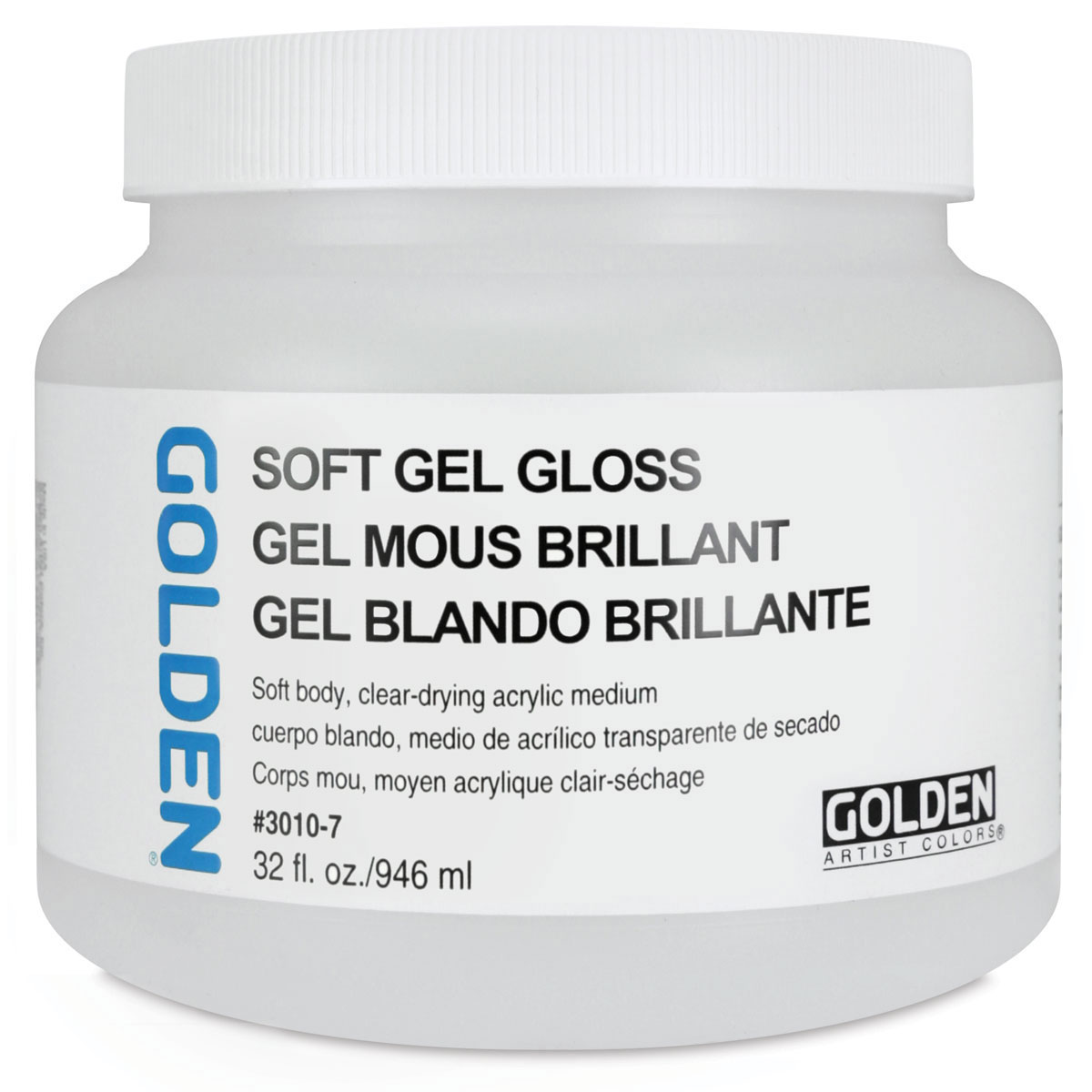 Golden Soft Acrylic Gel Medium - Gloss, 32 oz jar