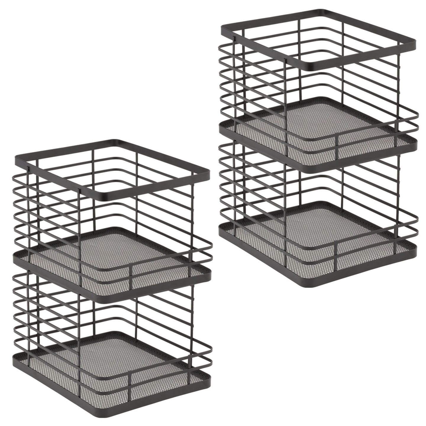mDesign Stackable Food Organizer Storage Basket, Open Front - 4 Pack