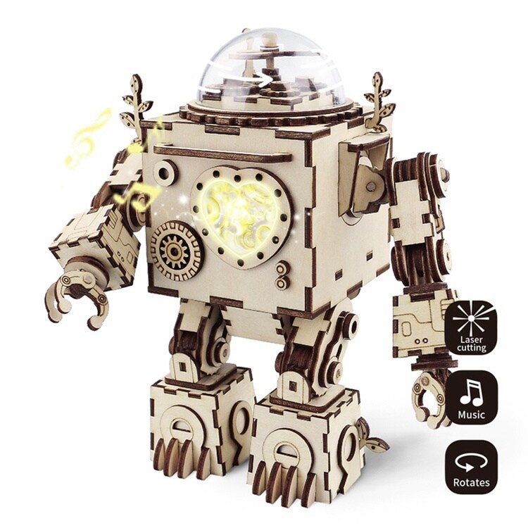 Robotime DIY Wooden Rotatable Assembly Toy - AM601 Orpheus Model - Robot Building Kit - Perfect for Birthday Gift and STEM Projects for Childrens, Teens