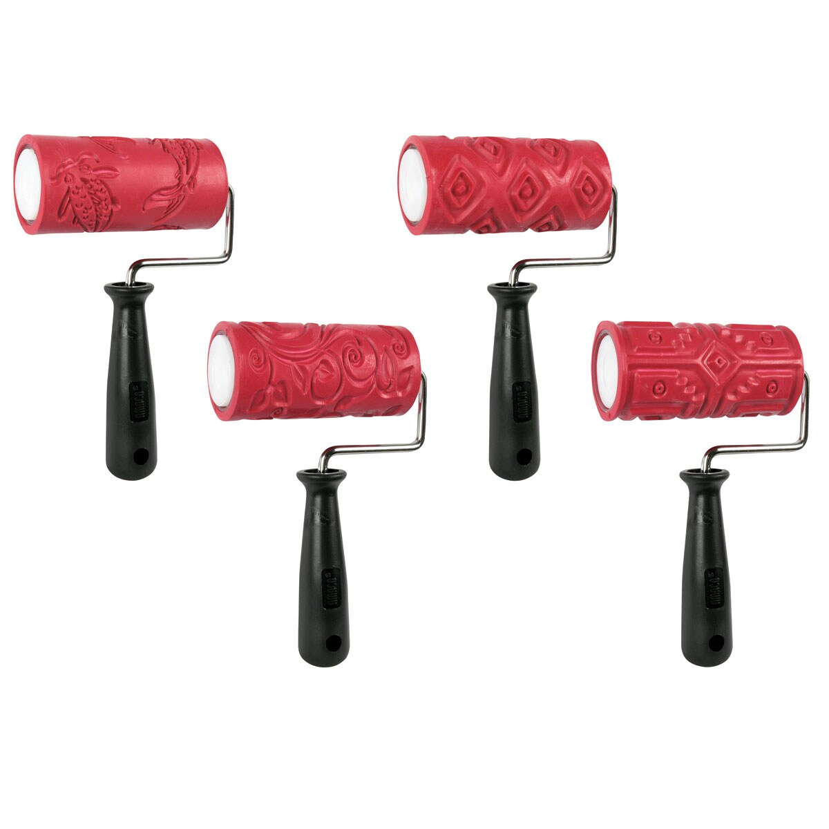 Amaco Clay Texture Rollers - Set of 4, 4.25 inch, Style 2