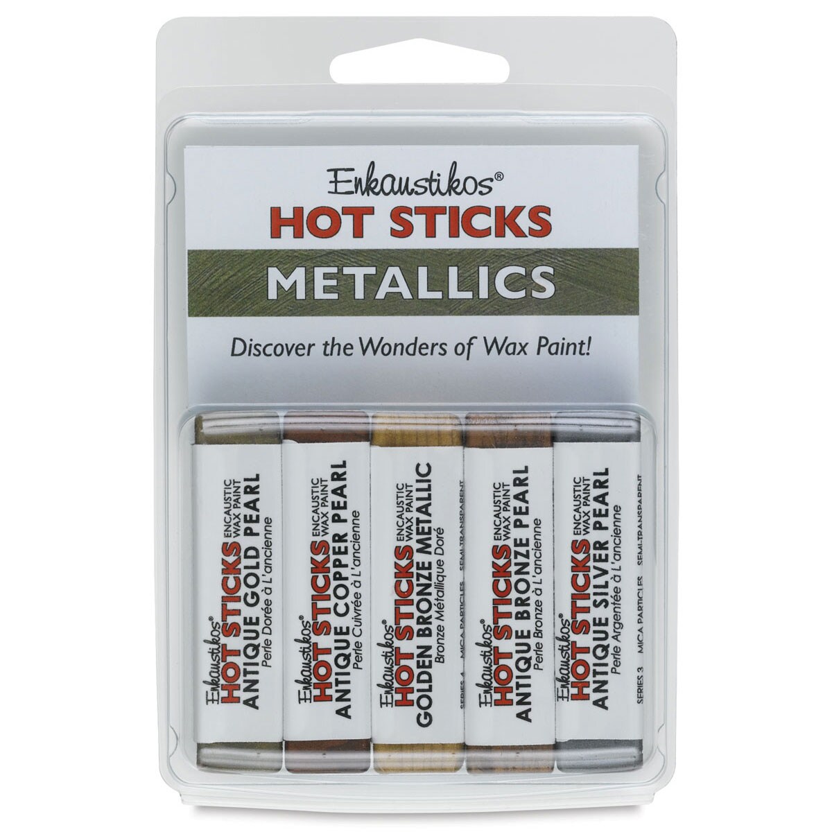 Enkaustikos Hot Sticks Encaustic Paints - Set of 5, Metallic Colors, 13 ml sticks