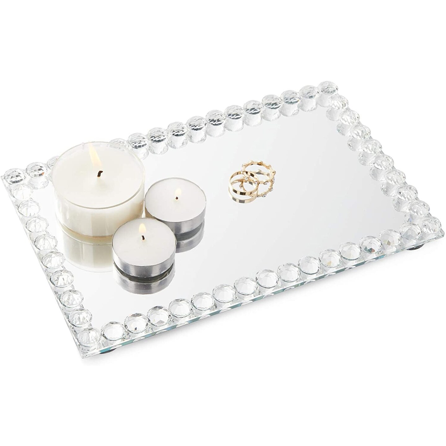 Mirrored Crystal Bead Serving Tray (9.4 x 5.75 x 1 Inches) Michaels