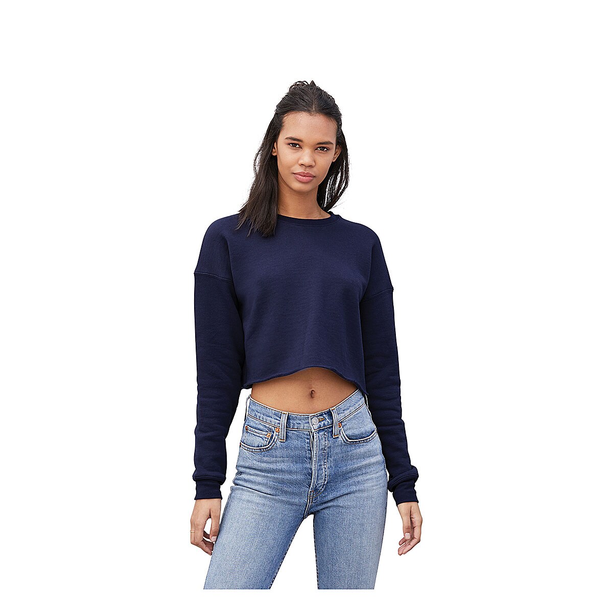 Bella Canvas Cropped Crew Fleece - Navy, Large | Michaels