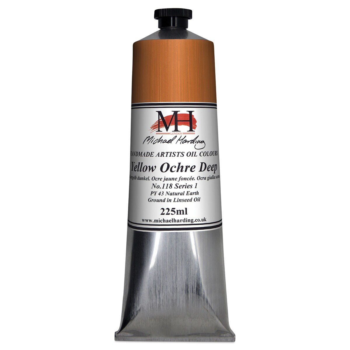 Michael Harding Artists Oil Color - Yellow Ochre Deep, 225 ml tube